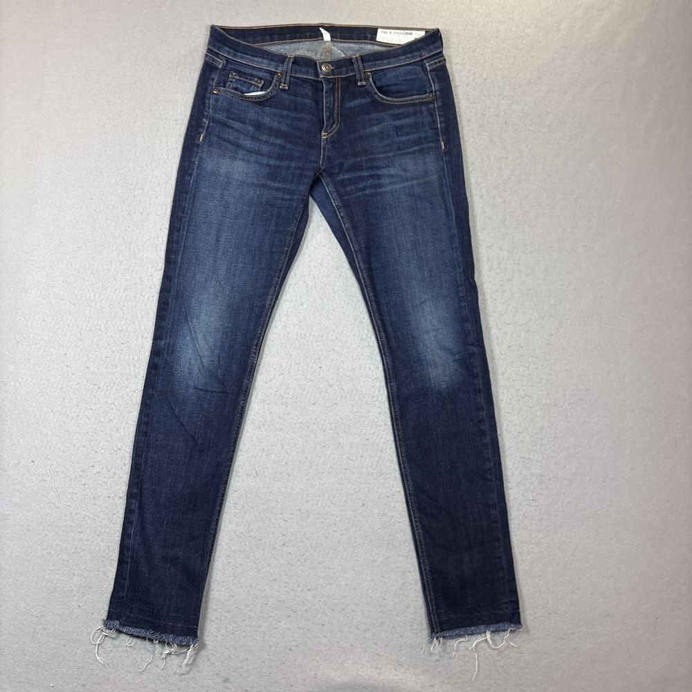 Rag & Bone Dre‎ Skinny Jeans Womens 26 Blue Medium Wash Raw Hem Stretch Denim